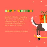 Verjaardagskaart hippe teckel op skateboard rood 3