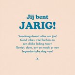 Verjaardagskaart hoera groovy blauw beige modern typo 3
