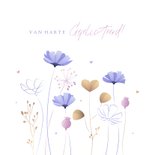 Verjaardagskaart illustratie wilde heidebloemen met vlinders 2