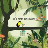 Verjaardagskaart jarige aap in de jungle 2