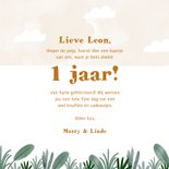 Verjaardagskaart jongen met leeuwtje en plantjes 3