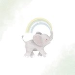 Verjaardagskaart jongen met olifantje, regenboog & waterverf 2