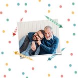 Verjaardagskaart kaarsjes tel kwijt confetti man vrouw 2