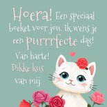 Verjaardagskaart kat met rozen 3