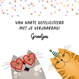 Verjaardagskaart katten in feeststemming 3