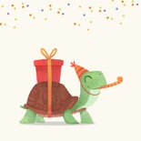 Verjaardagskaart kind 3 jaar schildpad confetti dier 2