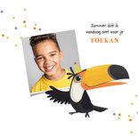 Verjaardagskaart kind 7 jaar toekan vogel confetti 2