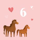 Verjaardagskaart kind paard hartjes lief hoera 2