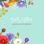 Verjaardagskaart kleurrijk met bloemen & aanpasbare leeftijd 2