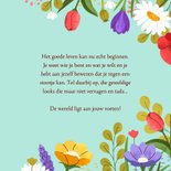 Verjaardagskaart kleurrijk met bloemen & aanpasbare leeftijd 3