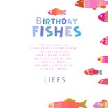 Verjaardagskaart kleurrijke birthday fishes 3