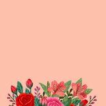 Verjaardagskaart kleurrijke rode en roze bloemen op vaas 2