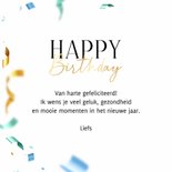 Verjaardagskaart krijtbord ballonnen confetti happy birthday 3