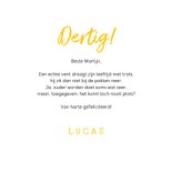 Verjaardagskaart man hout stoer geel typografie 3