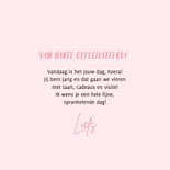 Verjaardagskaart meisje fee en roze eenhoorn 3