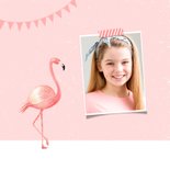 Verjaardagskaart meisje roze foto flamingo slingers 2