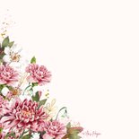 Verjaardagskaart met bloemen en hartjes van goud 2