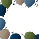 Verjaardagskaart met fotokader ballonnen confetti blauw 2