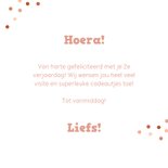 Verjaardagskaart met hout foto's en roze ballonnen 3