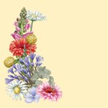 Verjaardagskaart met kleurig bloemen kader  2