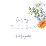 Verjaardagskaart met kleurig bloemen kader  3