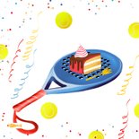 Verjaardagskaart met padelracket en taartje 2