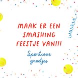 Verjaardagskaart met padelracket en taartje 3