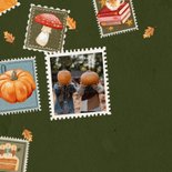 Verjaardagskaart met postzegels en herfst illustraties 2