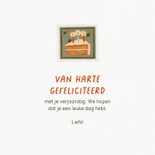 Verjaardagskaart met postzegels en herfst illustraties 3