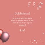 Verjaardagskaart met trendy metallic 3d ballonnen 3