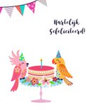 Verjaardagskaart met vogels en taart 2