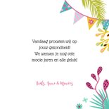 Verjaardagskaart met vrolijke kat, champagne en planten 3