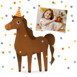 Verjaardagskaart paard confetti happy birthday feestje 2