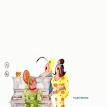 Verjaardagskaart piano drie zingende vrolijke dames 2