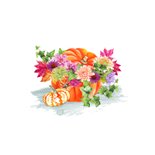 Verjaardagskaart pompoen herfstbloemen 2