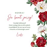 Verjaardagskaart rode en witte pioenrozen 3