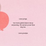 Verjaardagskaart roze ballonnen met leeftijd 3