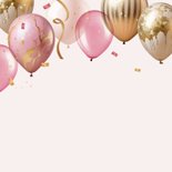 Verjaardagskaart roze goud ballonnen confetti slingers 2