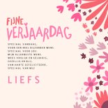 Verjaardagskaart Roze/paars palet bloemen vierkant 3