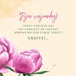 Verjaardagskaart roze pioenrozen 3