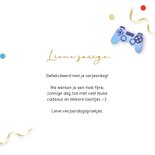 Verjaardagskaart stoer krijtbord game controller en confetti 3