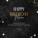 Verjaardagskaart stoer stijlvol goud confetti happy birthday 3