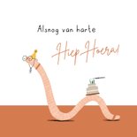 Verjaardagskaart te laat beetje traag worm illustratie roest 2