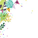 Verjaardagskaart toekan koppel in jungle met confetti 2