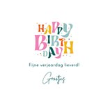Verjaardagskaart typografisch birthday kleur confetti modern 3
