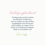 Verjaardagskaart vrolijk fietsende dame bloemen en ballonnen 3