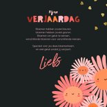 Verjaardagskaart vrolijk kijkende bloemen in vaas 3