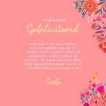 Verjaardagskaart vrolijk met bloemen in roze 3