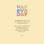 Verjaardagskaart vrolijke letters 'Happy Bday' 3