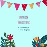 Verjaardagskaart vrouw kat bloemen illustratie 3